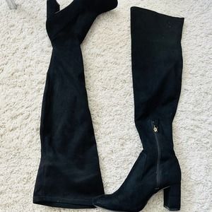 Nine West Vegan Suede Knee High Block Heel Boots Sz 6.5